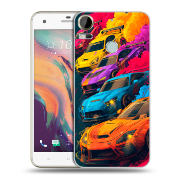 Силиконовый чехол на HTC Desire 10 Pro с принтом Тачки