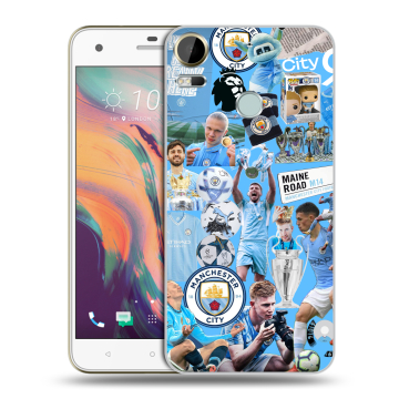 Силиконовый чехол на HTC Desire 10 Pro с принтом Man City Манчестер Сити
