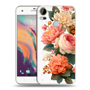 Силиконовый чехол на HTC Desire 10 Pro с принтом цветы