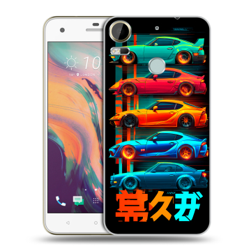 Силиконовый чехол на HTC Desire 10 Pro с принтом машины тачки