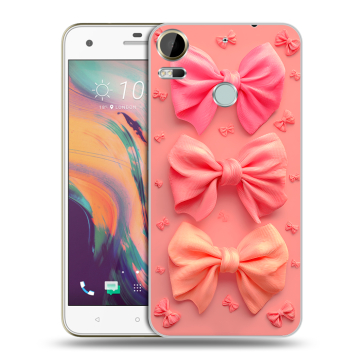 Силиконовый чехол на HTC Desire 10 Pro с принтом Розовые бантики