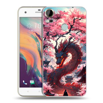 Силиконовый чехол на HTC Desire 10 Pro с принтом Дракон Японский