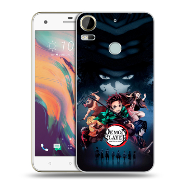 Силиконовый чехол на HTC Desire 10 Pro с принтом Demon Slayer Клинок рассекающий демонов
