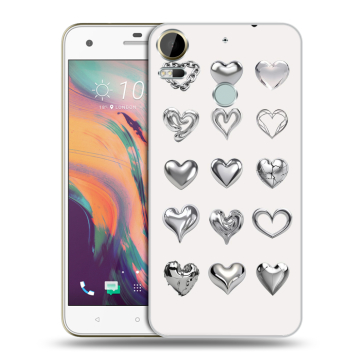 Силиконовый чехол на HTC Desire 10 Pro с принтом Y2K сердечки