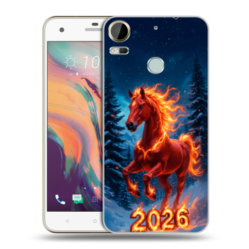 Силиконовый чехол на HTC Desire 10 Pro с принтом Новый год коня