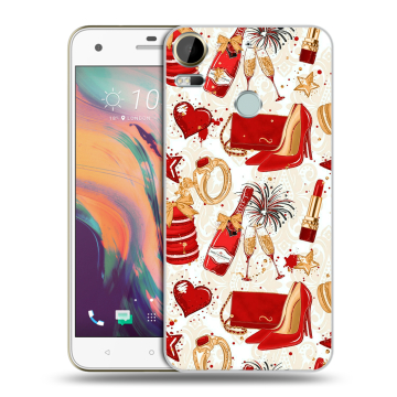 Силиконовый чехол на HTC Desire 10 Pro с принтом Новый год