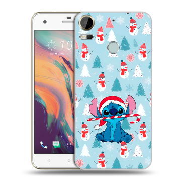 Силиконовый чехол на HTC Desire 10 Pro с принтом Стич Новый год