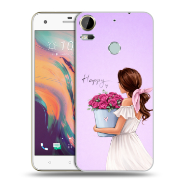 Силиконовый чехол на HTC Desire 10 Pro с принтом женский