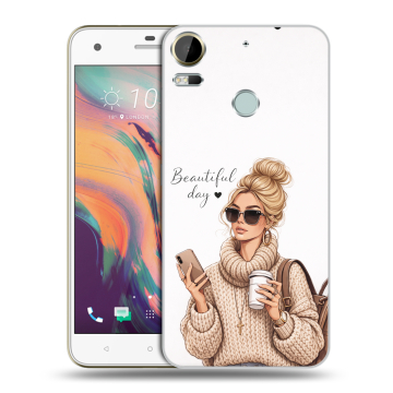Силиконовый чехол на HTC Desire 10 Pro с принтом женский