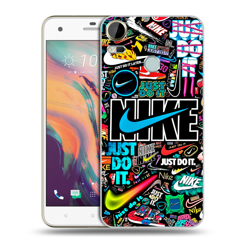 Силиконовый чехол на HTC Desire 10 Pro с принтом найк nike черный Силиконовый чехол на HTC Desire 10 Pro с принтом найк nike черный