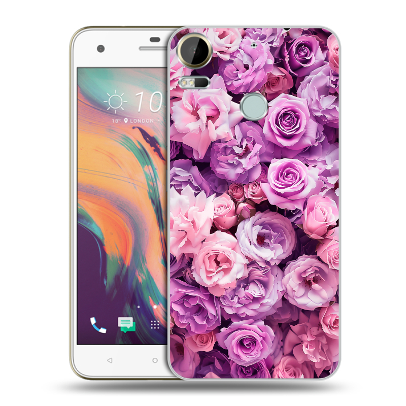 Силиконовый чехол на HTC Desire 10 Pro с принтом лавандовые розы Силиконовый чехол на HTC Desire 10 Pro с принтом лавандовые розы
