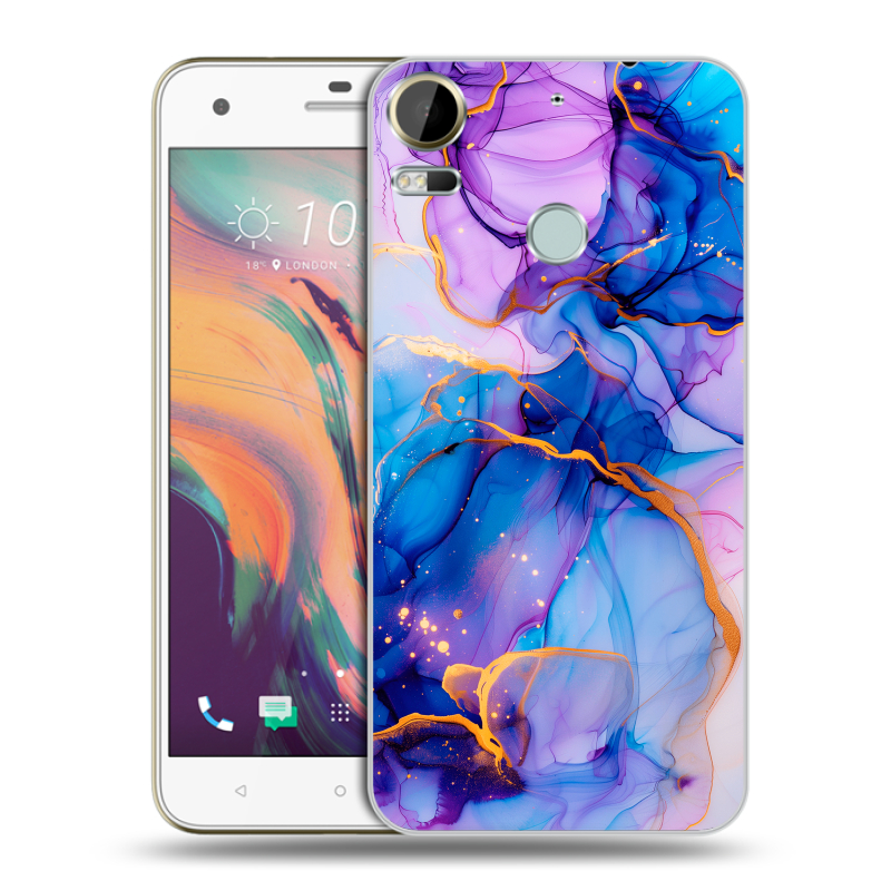 Пластиковый чехол на HTC Desire 10 Pro с принтом синий мрамор Пластиковый чехол на HTC Desire 10 Pro с принтом синий мрамор