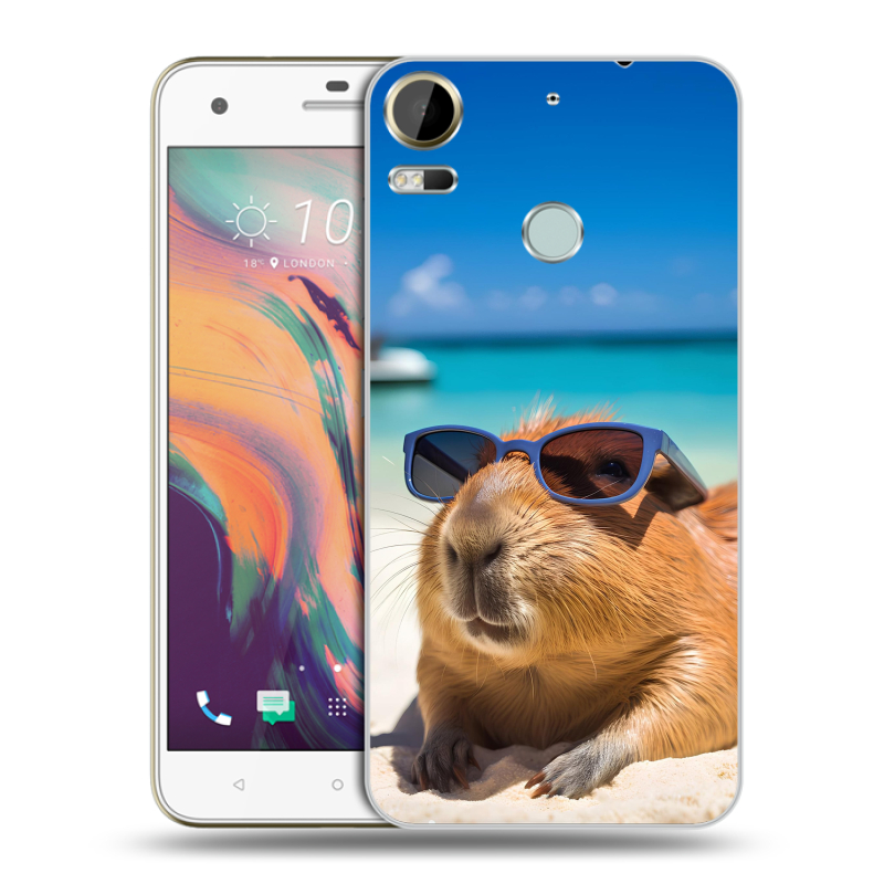 Силиконовый чехол на HTC Desire 10 Pro с принтом Капибара Силиконовый чехол на HTC Desire 10 Pro с принтом Капибара