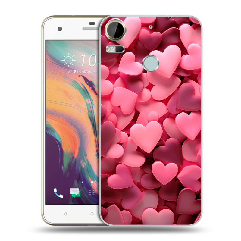 Пластиковый чехол на HTC Desire 10 Pro с принтом розовые сердечки Пластиковый чехол на HTC Desire 10 Pro с принтом розовые сердечки