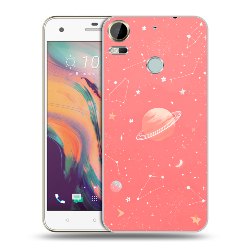 Силиконовый чехол на HTC Desire 10 Pro с принтом Розовый космос Силиконовый чехол на HTC Desire 10 Pro с принтом Розовый космос