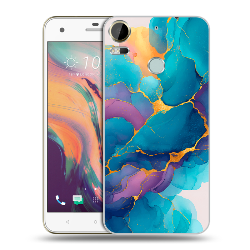 Пластиковый чехол на HTC Desire 10 Pro с принтом Мрамор блестки Пластиковый чехол на HTC Desire 10 Pro с принтом Мрамор блестки