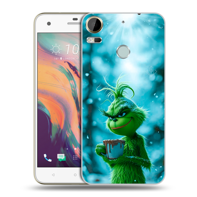Пластиковый чехол на HTC Desire 10 Pro с принтом Новый год гринч Пластиковый чехол на HTC Desire 10 Pro с принтом Новый год гринч