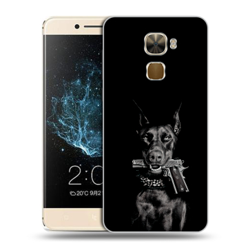 Пластиковый чехол на LeEco Le Pro 3 с принтом Доберман и пистолет