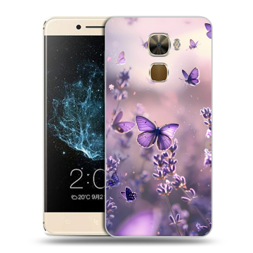 Пластиковый чехол на LeEco Le Pro 3 с принтом бабочки и лаванда Пластиковый чехол на LeEco Le Pro 3 с принтом бабочки и лаванда