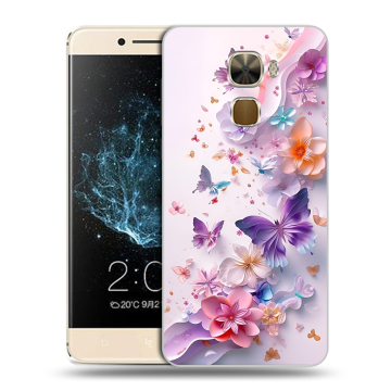 Пластиковый чехол на LeEco Le Pro 3 с принтом цветы бабочки