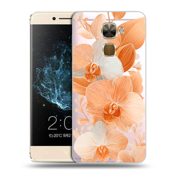 Пластиковый чехол на LeEco Le Pro 3 с принтом Бежевые цветы Пластиковый чехол на LeEco Le Pro 3 с принтом Бежевые цветы