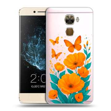 Пластиковый чехол на LeEco Le Pro 3 с принтом цветы бабочки