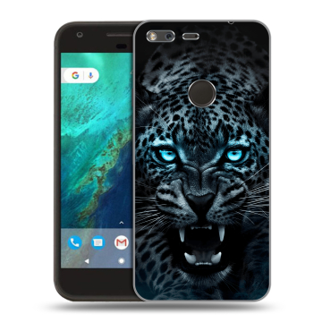 Силиконовый чехол на Google Pixel с принтом Темный леопард