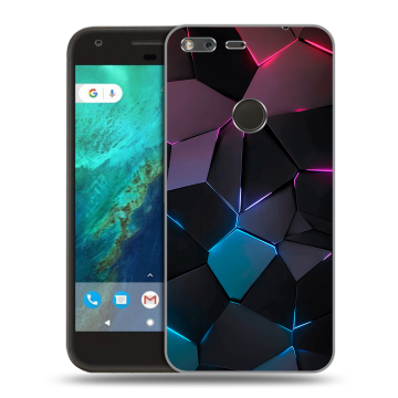 Силиконовый чехол на Google Pixel с принтом Геометрия неона