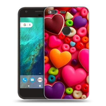 Силиконовый чехол на Google Pixel с принтом Сердечки