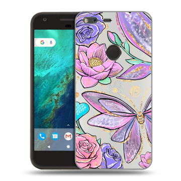 Силиконовый чехол на Google Pixel с принтом Бабочки и цветы Силиконовый чехол на Google Pixel с принтом Бабочки и цветы