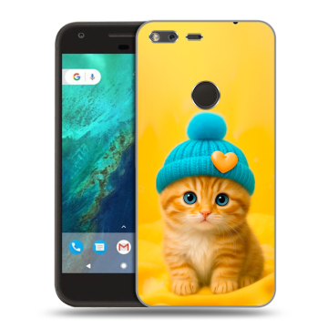 Силиконовый чехол на Google Pixel с принтом Котенок в шапке