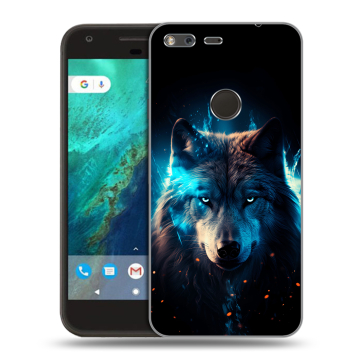 Силиконовый чехол на Google Pixel с принтом Волк ночной Силиконовый чехол на Google Pixel с принтом Волк ночной