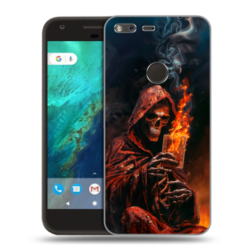 Силиконовый чехол на Google Pixel с принтом Скелет и карты Силиконовый чехол на Google Pixel с принтом Скелет и карты