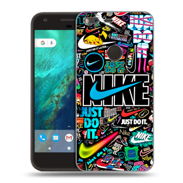 Силиконовый чехол на Google Pixel с принтом найк nike черный Силиконовый чехол на Google Pixel с принтом найк nike черный