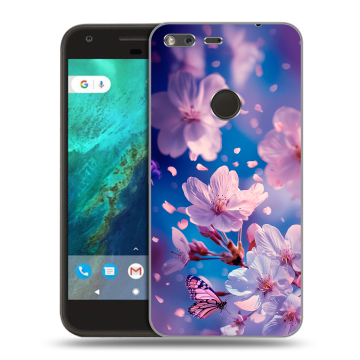 Силиконовый чехол на Google Pixel с принтом цветы бабочки Силиконовый чехол на Google Pixel с принтом цветы бабочки