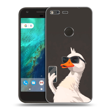 Силиконовый чехол на Google Pixel с принтом утка в очках Силиконовый чехол на Google Pixel с принтом утка в очках