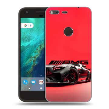 Силиконовый чехол на Google Pixel с принтом Мерседес Mercedes AMG