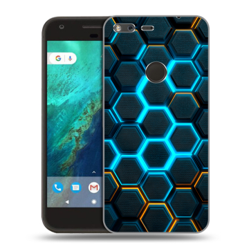 Силиконовый чехол на Google Pixel с принтом Неоновые соты