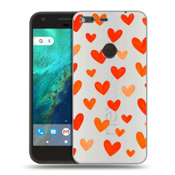 Силиконовый чехол на Google Pixel с принтом Сердечки