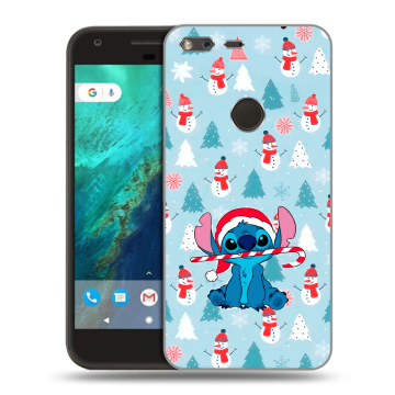 Силиконовый чехол на Google Pixel с принтом Стич Новый год Силиконовый чехол на Google Pixel с принтом Стич Новый год