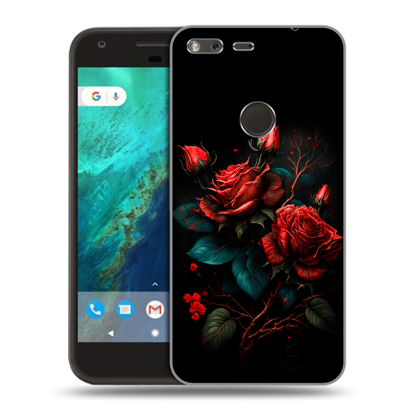 Пластиковый чехол на Google Pixel с принтом Розы красные Пластиковый чехол на Google Pixel с принтом Розы красные