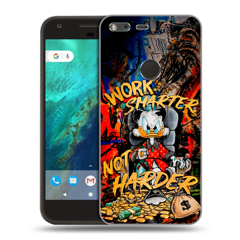 Силиконовый чехол на Google Pixel с принтом Дональд Дак Деньги Силиконовый чехол на Google Pixel с принтом Дональд Дак Деньги