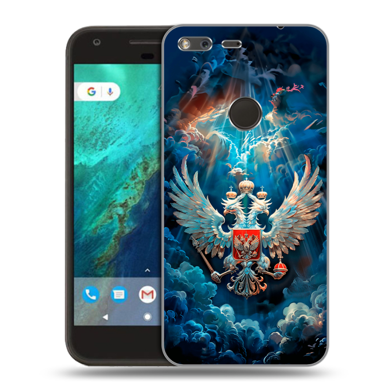 Пластиковый чехол на Google Pixel с принтом Герб флаг России Пластиковый чехол на Google Pixel с принтом Герб флаг России