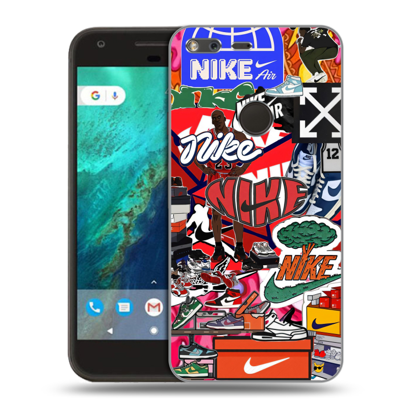 Силиконовый чехол на Google Pixel с принтом Найк Nike яркий Силиконовый чехол на Google Pixel с принтом Найк Nike яркий