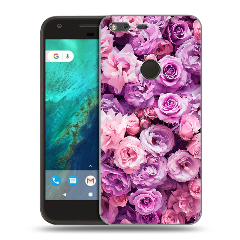 Силиконовый чехол на Google Pixel с принтом лавандовые розы Силиконовый чехол на Google Pixel с принтом лавандовые розы