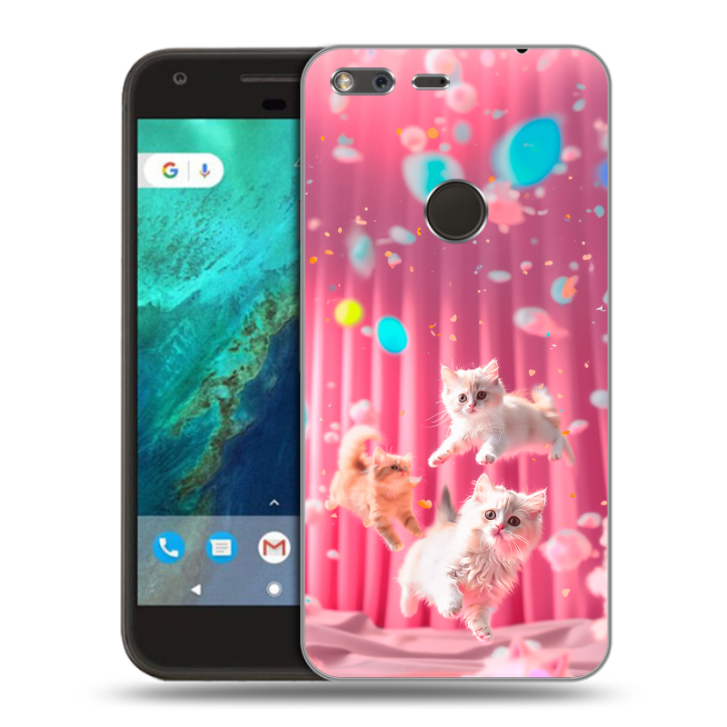 Силиконовый чехол на Google Pixel с принтом милые котики Силиконовый чехол на Google Pixel с принтом милые котики