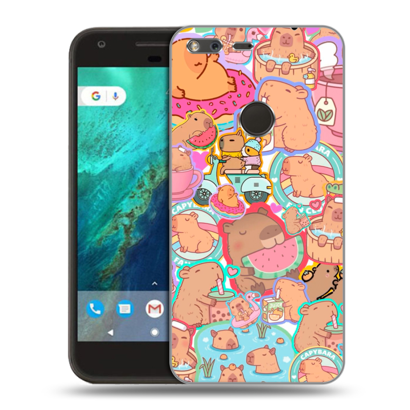 Силиконовый чехол на Google Pixel с принтом капибары Силиконовый чехол на Google Pixel с принтом капибары