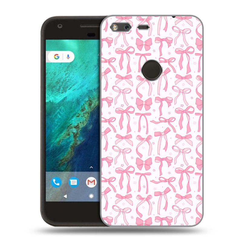 Силиконовый чехол на Google Pixel с принтом Розовые бантики Силиконовый чехол на Google Pixel с принтом Розовые бантики