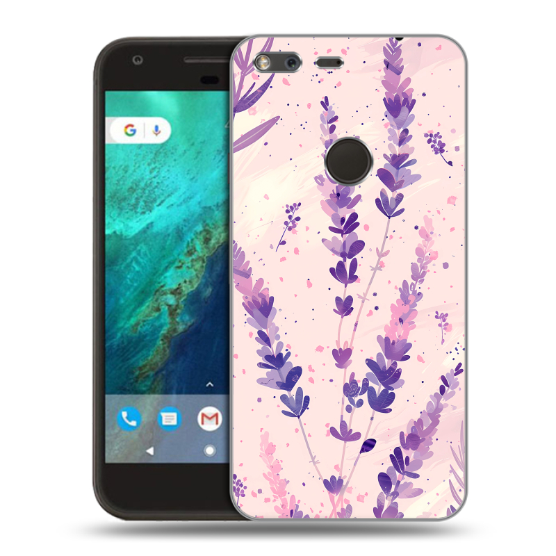 Силиконовый чехол на Google Pixel с принтом цветы лаванда Силиконовый чехол на Google Pixel с принтом цветы лаванда