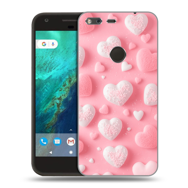 Силиконовый чехол на Google Pixel с принтом Сердечки Силиконовый чехол на Google Pixel с принтом Сердечки